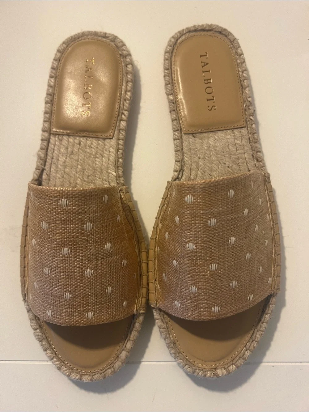 NWOB TALBOTS LLYSSA ESPADRILLE POLKA DOT SLIP ON SANDALS SZ 8